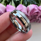Beveled Grooved Finish 6MM 8MM Classic 100% Pure Tungsten Carbide Wedding Rings