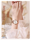 Elegant Luxury Zircon Diamond Rose Gold Colour Stainless Steel Waterproof Date Ladies Dress Wristwatches, Ideal Gift