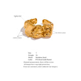18K Gold Plated Stainless Steel Creative Metal Wide Texture Temperament Ring