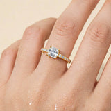 Charming 18K Gold Plated Princess Cut Moissanite Engagement Ring