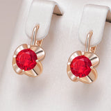 14 Karat Rolled Gold Shiny Red AAA Zircon Crsytals Daily Fine Vintage Earrings for Women