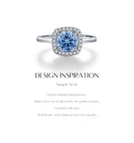 VVS1 D Colour Sea Blue Moissanite Silver Classic Wedding Engagement Halo Ring