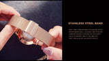 New Simple Elegant Rose Gold Tone Stainless Steel Women Bracelet Watch - Quartz Movement Steel Mesh Watches