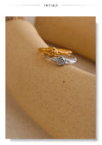 18K Gold Plated Fashion Stainless Steel Rose Flower Ring Charm Jewellery