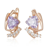 14 Karat Gold Filled Sparkling Purple AAA Zircon Diamonds English Vintage Fashion Earrings