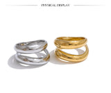 18K Gold Plated Stainless Steel Metal Double Layer Geometric Cast High Quality Ring