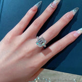 1/2/3/4CT Emerald Cut Full Moissanite Diamond Rings Silver GRA Certified Three Stones Wedding Engagement Jewellery