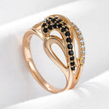 Selection of 14K Filled Gold Black, White AAA Zircon Crystals Cocktail Luxury Rings