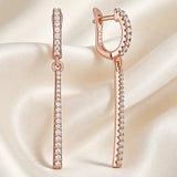 Splendid 14K Gold Filled AAA Zircon Diamonds Long Dangle Earrings Fine Jewellery
