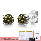 Real 0.1-3CT Moissanite Diamond Stud Earrings Silver Platinum Plated  Fine Jewelry