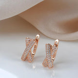 New Filled 14K Rose Gold Micro Inlay AAA Zircon Diamonds Cross Clip Dop Earrings, Fashion Party Fine Jewellery