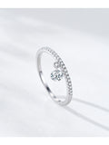 Delicate Dangling Round AAAA Lab Created Diamond 925 Silver Unique Design Ring