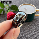 New Arrival Gear Design Cool Tungsten Domed Finish With Wood Inlay Men Women Wedding Ring - The Jewellery Supermarket