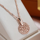 14K Filled Gold Vintage Texture Geometric Elegant Pendant Necklaces Women Fine Jewellery