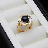 Luxury Flower Pink Black White Purple Grey Pearl AAA Zircon Diamonds Silver Rings