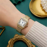 Luxury Full CZ Diamonds Top Brand Square Roman Quartz Fashion Stainless Steel Women's Watches