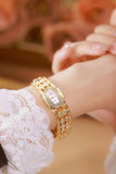 Fashion Gold Bracelet Stainless Steel Quartz Vintage Ladies Watches -  Zircon Diamonds Wristwatches Gifts for Women