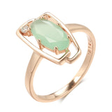 New Season 14K Rolled Rose Gold Geometric Hollow Oval Mist Green AAA Zircon Crsytasl Ring - Fashion Jewellery