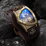 New Personalized Fashion Triangle Hollow Men's Mechanical Watch - Leisure Retro Fully Automatic Mechanical Watch