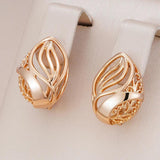 Hot Fashion Simple Metal Flower Glossy 14K Filled Rose Gold Dangle Earrings, High Quality Daily Fine Jewellery