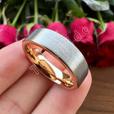 Pipe Cut Brushed Finish 4/6/8MM Rose Classic Tungsten Carbide Wedding Rings