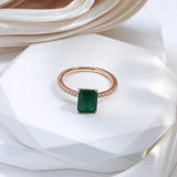 14K Rolled Gold Square Opal Dark Green AAA Zircon Crystal Vintage Style Rings For Women