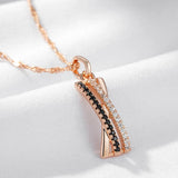 Splendid 14K Filled Rose Gold Black With White AAA Zircon Diamonds Necklace - Luxury Vintage Style Jewellery