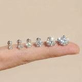 Sterling Silver Six Claws Sparkling Moissanite Diamonds Flat Back Stud Earrings