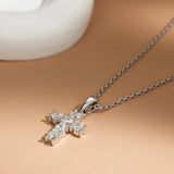 Charming 18KGP Full Moissanite Diamonds D Color Cross Crucifix Necklace - Silver Fine Jewellery For Women - The Jewellery Supermarket