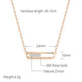 Modern Fashion Filled 14K Rose Gold AAA Zircon Diamonds Square Pendant Necklace - Daily Fine Jewellery