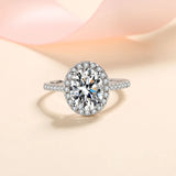 Stunning 1CT 2CT D Colour VVS1 Oval Cut Moissanite Diamond Silver Wedding Ring