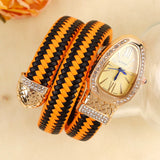 Unique Snake Shape AAA Luxury Fashion Quartz Watches Women's Zircon Diamonds Bling Gold Colour Ladies Watches