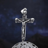 NEW Men's 316L Stainless-steel Jesus Cross Pendant With Skull Necklace For Teens Punk Biker Jewelry - The Jewellery Supermarket