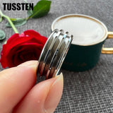 New Arrival Three Grooves For Inlay Channel Polished Shiny Dome Edges 8MM Tungsten Weddings Rings - The Jewellery Supermarket