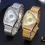Luxury Brand Triangle Men Sports Quartz Watches For Men - Stainless Steel Golden Waterproof Popular Wrist Watches