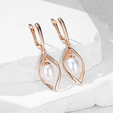 14 Karat Filled Gold Elegant Pearls Long Drop Fashion Wedding Earrings For Women