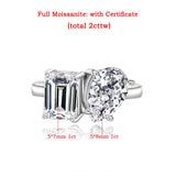 New Design 2-5 Carat Pear and Emerald Cut VVS1 D Colour Moissanite Diamonds Ring