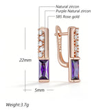 Splendid Purple AAA Zircon Diamonds 14K Filled Gold Drop Square Earrings