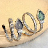 Elegant Creative Water Drop Headed Snake-Shaped Quartz Stainless Steel Strap Watch