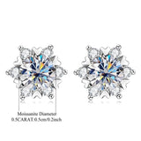 New Classic 6-claw Snowflake Design Moissanite Earrings for Women, Fashionable S925 Silver Fine Jewellery - The Jewellery Supermarket