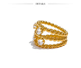 18K Gold Plated Exquisite Stainless Steel AAA Cubic Zirconia Multi Layer Stylish Ring
