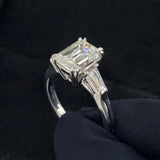 1/2/3/4CT Emerald Cut Full Moissanite Diamond Rings Silver GRA Certified Three Stones Wedding Engagement Jewellery