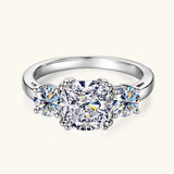 Dazzling 3 Stone 3.5CTTW Cushion & Round Cut Moissanite Diamonds 925 Silver Engagement Wedding Rings For Women