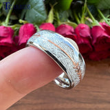 Arrow And White Meteorite Inlay 8MM Multicolor Tungsten Wedding Men Women Rings