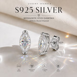 3EX Cut Certified 0.5-2ct Moissanite Diamonds Stud Earrings D VVS1 S925 Silver