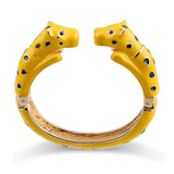 Unique Design Double Leopards Sweet Colorful Cuff Bracelet for Women Girls Gold Plated Fashion Bangle Jewelry Gift