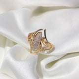 Unique Splendid 14K Rolled Rose Gold Curve Micro Wax Inlay AAA Zircon Diamonds Ring - Fine Fashion Jewellery