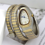 Unique Snake Shaped Design Bracelet Gold Silver Colour Women Quartz Watches - Luxury Bangle Watches Perfect Gifts