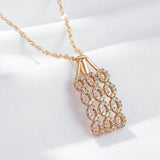 Luxury Hollow Shiny Filled 14K Rose Gold AAA Zircon Diamonds Necklace For Women - Luxury Jewellery