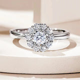 Fashionable Design Sense of Light Luxury  Moissanite Diamond 1 Carat Stars and Moon Silver Ring - Niche Jewellery